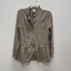 Cabi Womens Medium Jacket Fossil Peplum Zip Stretch 3543 Weekend Topper